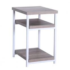 Jamestown 3-Tier End Rectangular Table, 23.6 in. H x 17.46 in. W, Coastal Oak by HOUSEHOLD ESSENTIALS