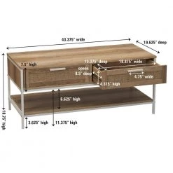 49 in. Coastal Oak Finish Rectangle Particle Board Coffee Table With Woven Rattan Drawers by HOUSEHOLD ESSENTIALS -Richelieu Hardware Sales coastal oak white household essentials coffee tables hh8262 1 66 1000