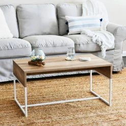 35.43 in. Coastal Oak Finish Wrap Wood Rectangle Coffee Table by HOUSEHOLD ESSENTIALS -Richelieu Hardware Sales coastal oak white household essentials coffee tables hh8270 1 31 1000