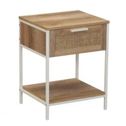 17 in. Woven Square Coastal Oak Rattan End Table by HOUSEHOLD ESSENTIALS