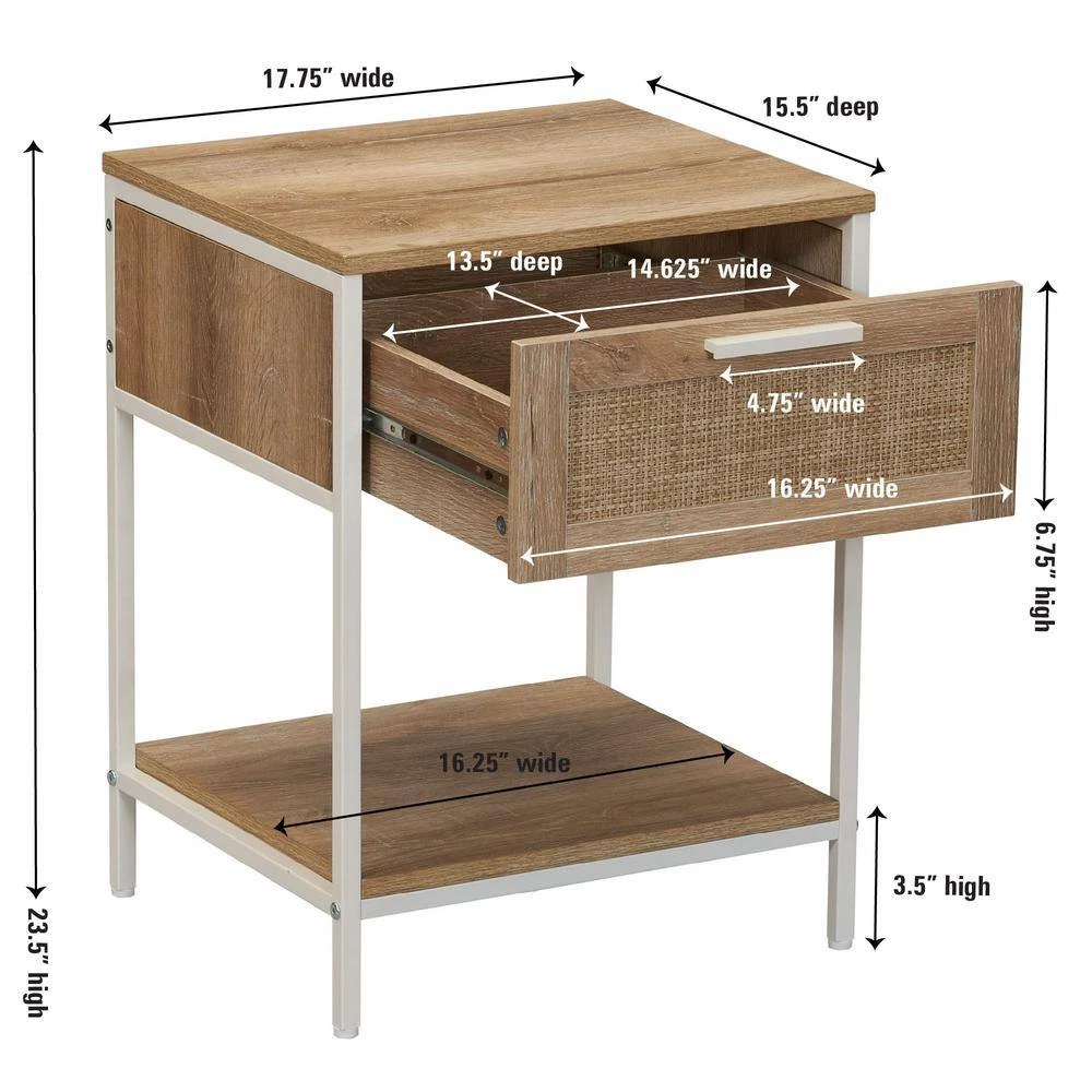 17 in. Woven Square Coastal Oak Rattan End Table by HOUSEHOLD ESSENTIALS 10 17 in. Woven Square Coastal Oak Rattan End Table by HOUSEHOLD ESSENTIALS - Image 8