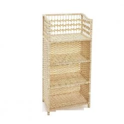 39.4 in. H x 18.9 in. W Cream and Tan Paper Rope 4-Shelves Standard Bookcase by HOUSEHOLD ESSENTIALS