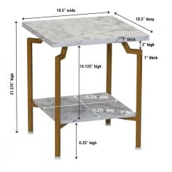 18.5 in. Square Crown White Marble Modern Wood Side Table by HOUSEHOLD ESSENTIALS -Richelieu Hardware Sales faux marble gold household essentials end side tables hh8249 1 44 1000