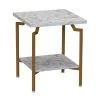 18.5 in. Square Crown White Marble Modern Wood Side Table by HOUSEHOLD ESSENTIALS