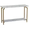 43.7 in. White Marble-Like Rectangle Particle Board Crown Sofa Table with Gold Metal Frame by HOUSEHOLD ESSENTIALS -Richelieu Hardware Sales faux marble household essentials console tables hh8246 1 64 1000
