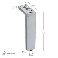 11 3/4 in. (300 mm) Glossy White Aluminum Contemporary Furniture Leg with Adjustable Shape and leveling Glide by Richelieu Hardware -Richelieu Hardware Sales glossy white richelieu hardware furniture parts 205300030 fa 1000