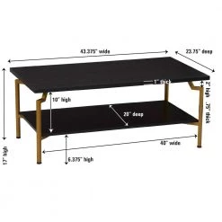 43 in. Rectangle Crown Modern Wood Coffee Table in Black Oak, Particle Board by HOUSEHOLD ESSENTIALS -Richelieu Hardware Sales gold and black oak finish household essentials coffee tables hh8236 1 44 1000
