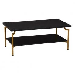 43 in. Rectangle Crown Modern Wood Coffee Table in Black Oak, Particle Board by HOUSEHOLD ESSENTIALS