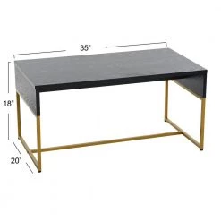 35.43 in. Black Oak Rectangle Particle Board Wrap Coffee Table with Gold Frame by HOUSEHOLD ESSENTIALS -Richelieu Hardware Sales gold and black oak finish household essentials coffee tables hh8273 1 44 1000