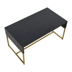 35.43 in. Black Oak Rectangle Particle Board Wrap Coffee Table with Gold Frame by HOUSEHOLD ESSENTIALS -Richelieu Hardware Sales gold and black oak finish household essentials coffee tables hh8273 1 4f 1000