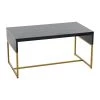 35.43 in. Black Oak Rectangle Particle Board Wrap Coffee Table with Gold Frame by HOUSEHOLD ESSENTIALS