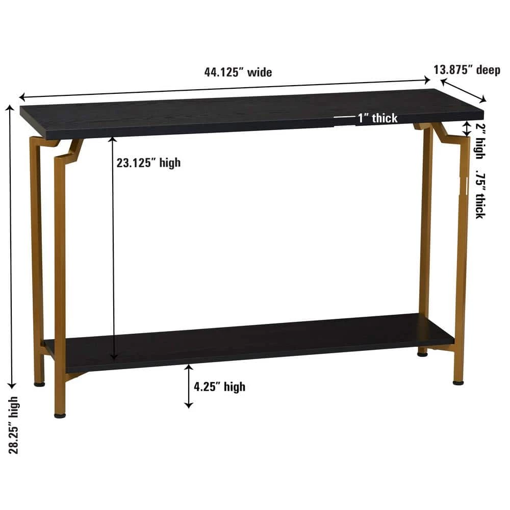 43.7 in. Black Oak Crown Modern Wood Rectangle Sofa Table, Particle Board by HOUSEHOLD ESSENTIALS 7 43.7 in. Black Oak Crown Modern Wood Rectangle Sofa Table, Particle Board by HOUSEHOLD ESSENTIALS - Image 5