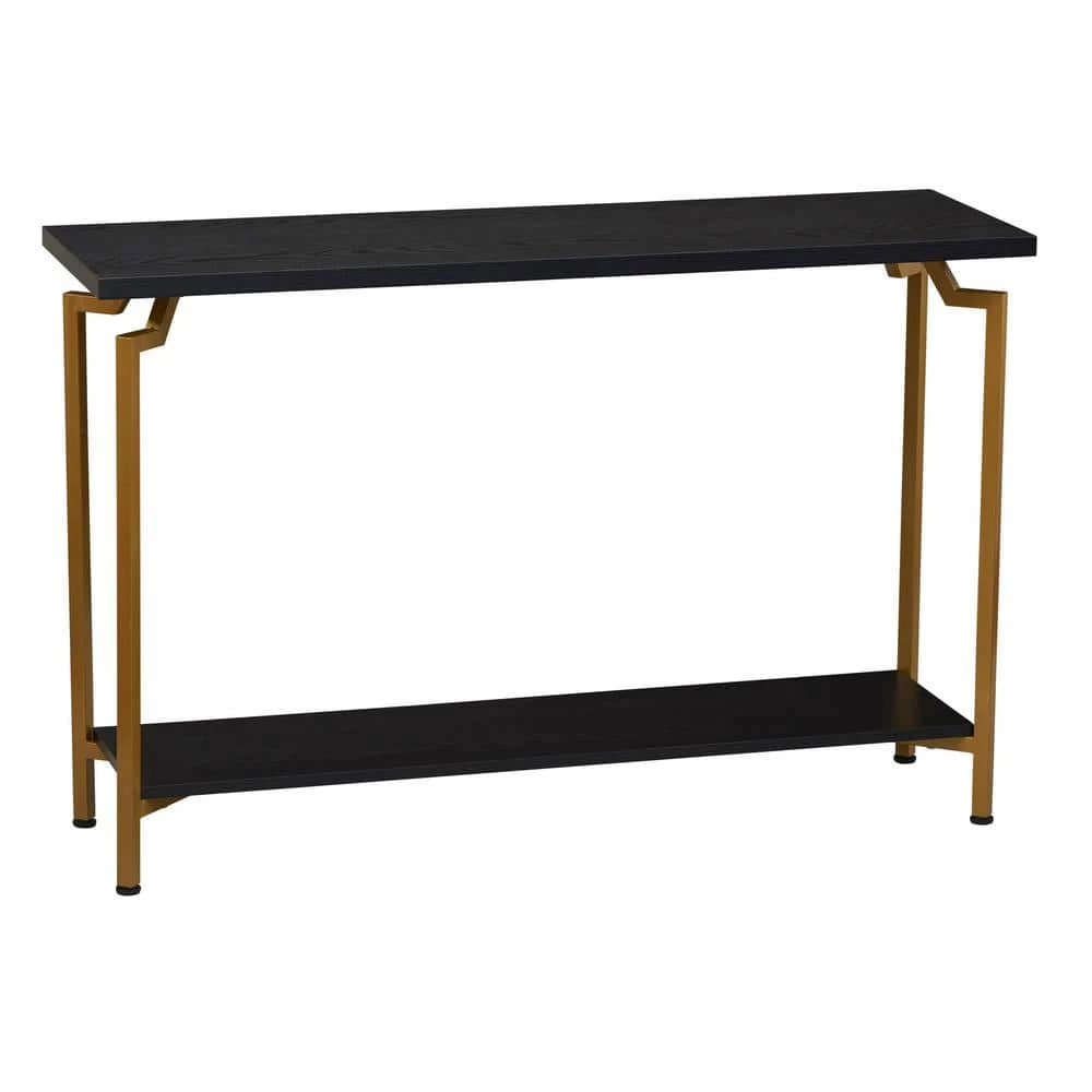 43.7 in. Black Oak Crown Modern Wood Rectangle Sofa Table, Particle Board by HOUSEHOLD ESSENTIALS 3 43.7 in. Black Oak Crown Modern Wood Rectangle Sofa Table, Particle Board by HOUSEHOLD ESSENTIALS
