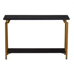 43.7 in. Black Oak Crown Modern Wood Rectangle Sofa Table, Particle Board by HOUSEHOLD ESSENTIALS 10 43.7 in. Black Oak Crown Modern Wood Rectangle Sofa Table, Particle Board by HOUSEHOLD ESSENTIALS -Richelieu Hardware Sales gold and black oak finish household essentials console tables hh8245 1 c3 1000