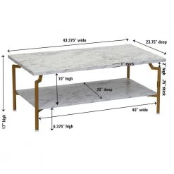 43 in. Rectangle Crown Modern Wood Coffee Table in White Marble, Particle Board by HOUSEHOLD ESSENTIALS -Richelieu Hardware Sales gold and white faux marble finish household essentials coffee tables hh8237 1 1f 1000