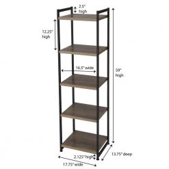 59.1 in. Gray/Black Metal 5-shelf Etagere Bookcase with Open Back by HOUSEHOLD ESSENTIALS -Richelieu Hardware Sales gray household essentials bookcases bookshelves 8075 1 4f 1000