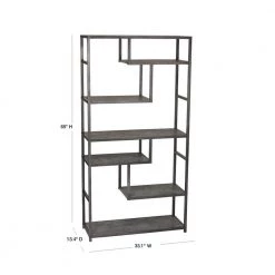 65 in. Gray/Black Metal 6-shelf Etagere Bookcase with Open Back by HOUSEHOLD ESSENTIALS 9 65 in. Gray/Black Metal 6-shelf Etagere Bookcase with Open Back by HOUSEHOLD ESSENTIALS -Richelieu Hardware Sales gray household essentials bookcases bookshelves 8090 1 40 1000
