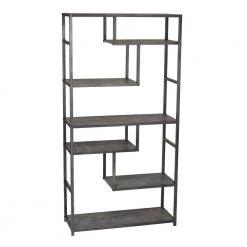 65 in. Gray/Black Metal 6-shelf Etagere Bookcase with Open Back by HOUSEHOLD ESSENTIALS 10 65 in. Gray/Black Metal 6-shelf Etagere Bookcase with Open Back by HOUSEHOLD ESSENTIALS -Richelieu Hardware Sales gray household essentials bookcases bookshelves 8090 1 c3 1000