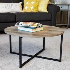 Ashwood 32 in. Gray/Black Medium Round Acrylic Coffee Table by HOUSEHOLD ESSENTIALS -Richelieu Hardware Sales gray household essentials coffee tables 8079 1 31 1000