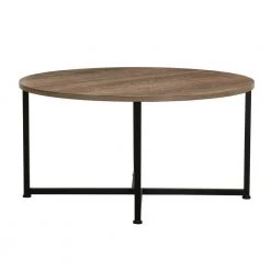 Ashwood 32 in. Gray/Black Medium Round Acrylic Coffee Table by HOUSEHOLD ESSENTIALS