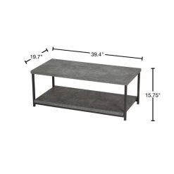 40 in. Slate Gray Medium Rectangle Metal Coffee Table with Storage Shelf by HOUSEHOLD ESSENTIALS -Richelieu Hardware Sales gray household essentials coffee tables 8099 1 40 1000