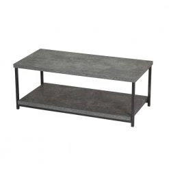40 in. Slate Gray Medium Rectangle Metal Coffee Table with Storage Shelf by HOUSEHOLD ESSENTIALS -Richelieu Hardware Sales gray household essentials coffee tables 8099 1 c3 1000