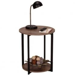 Gray Tone Round Double Tier End Table by HOUSEHOLD ESSENTIALS 21 Gray Tone Round Double Tier End Table by HOUSEHOLD ESSENTIALS -Richelieu Hardware Sales gray household essentials end side tables 8080 1 1f 1000