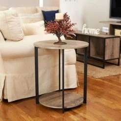Gray Tone Round Double Tier End Table by HOUSEHOLD ESSENTIALS 23 Gray Tone Round Double Tier End Table by HOUSEHOLD ESSENTIALS -Richelieu Hardware Sales gray household essentials end side tables 8080 1 31 1000