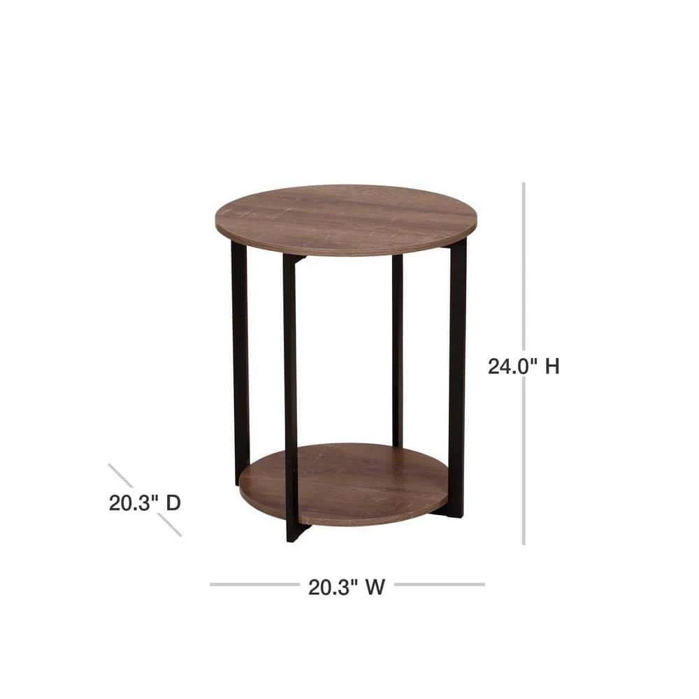 Gray Tone Round Double Tier End Table by HOUSEHOLD ESSENTIALS 5 Gray Tone Round Double Tier End Table by HOUSEHOLD ESSENTIALS - Image 3