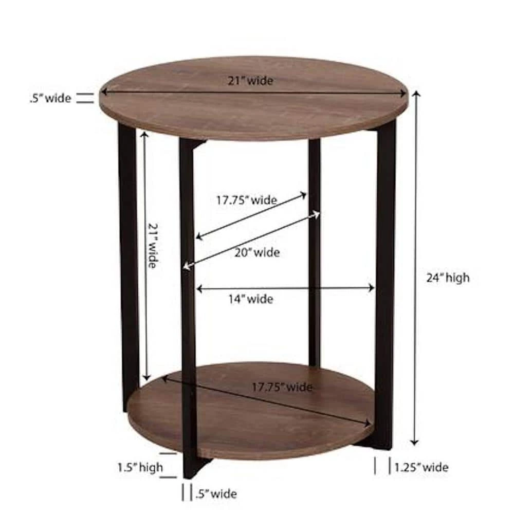 Gray Tone Round Double Tier End Table by HOUSEHOLD ESSENTIALS 10 Gray Tone Round Double Tier End Table by HOUSEHOLD ESSENTIALS - Image 8