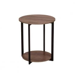 Gray Tone Round Double Tier End Table by HOUSEHOLD ESSENTIALS