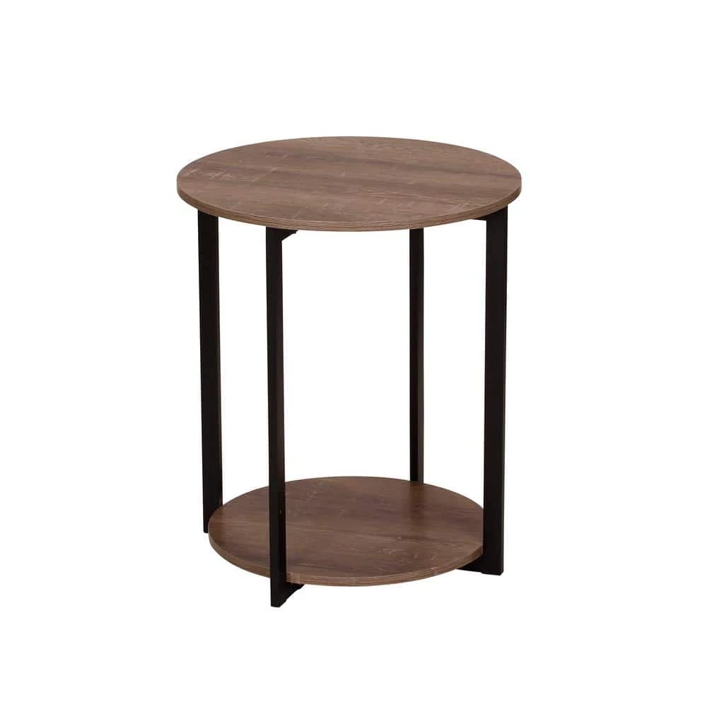 Gray Tone Round Double Tier End Table by HOUSEHOLD ESSENTIALS 3 Gray Tone Round Double Tier End Table by HOUSEHOLD ESSENTIALS