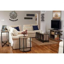 Gray Tone Round Double Tier End Table by HOUSEHOLD ESSENTIALS 16 Gray Tone Round Double Tier End Table by HOUSEHOLD ESSENTIALS -Richelieu Hardware Sales gray household essentials end side tables 8080 1 a0 1000