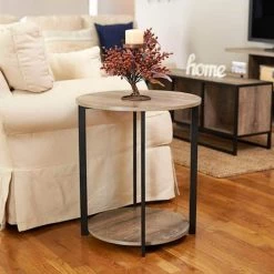 Gray Tone Round Double Tier End Table by HOUSEHOLD ESSENTIALS 19 Gray Tone Round Double Tier End Table by HOUSEHOLD ESSENTIALS -Richelieu Hardware Sales gray household essentials end side tables 8080 1 c3 1000