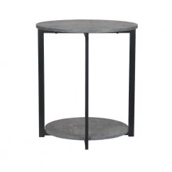 24 in. H Greystone Ashwood 2-Tier Round End Table by HOUSEHOLD ESSENTIALS -Richelieu Hardware Sales gray household essentials end side tables 8092 1 1f 1000