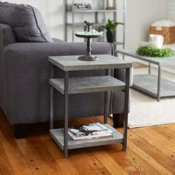 Gray Slate Faux Concrete Coffee Table with Storage Shelf by HOUSEHOLD ESSENTIALS -Richelieu Hardware Sales gray household essentials end side tables 8097 1 31 1000