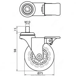 2-15/16 in. (75 mm) Light Gray Braking Swivel Stem Caster with 99 lb. Load Rating by Richelieu Hardware -Richelieu Hardware Sales grays richelieu hardware casters 27583020502 44 1000