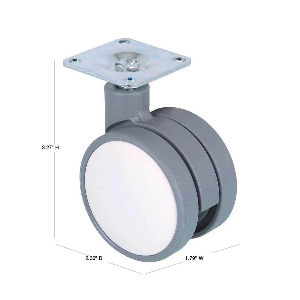 2-3/8 in. (60 mm) White and Gray Non-Braking Swivel Plate Caster with 132 lb. Load Rating by Richelieu Hardware 4 2-3/8 in. (60 mm) White and Gray Non-Braking Swivel Plate Caster with 132 lb. Load Rating by Richelieu Hardware - Image 2