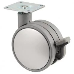 2-15/16 in. (75 mm) Silver and Gray Braking Swivel Plate Caster with 176 lb. Load Rating by Richelieu Hardware