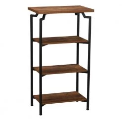 43 in. Crown Modern Wood Bookcase, Rustic Hickory (4-Tier) by HOUSEHOLD ESSENTIALS