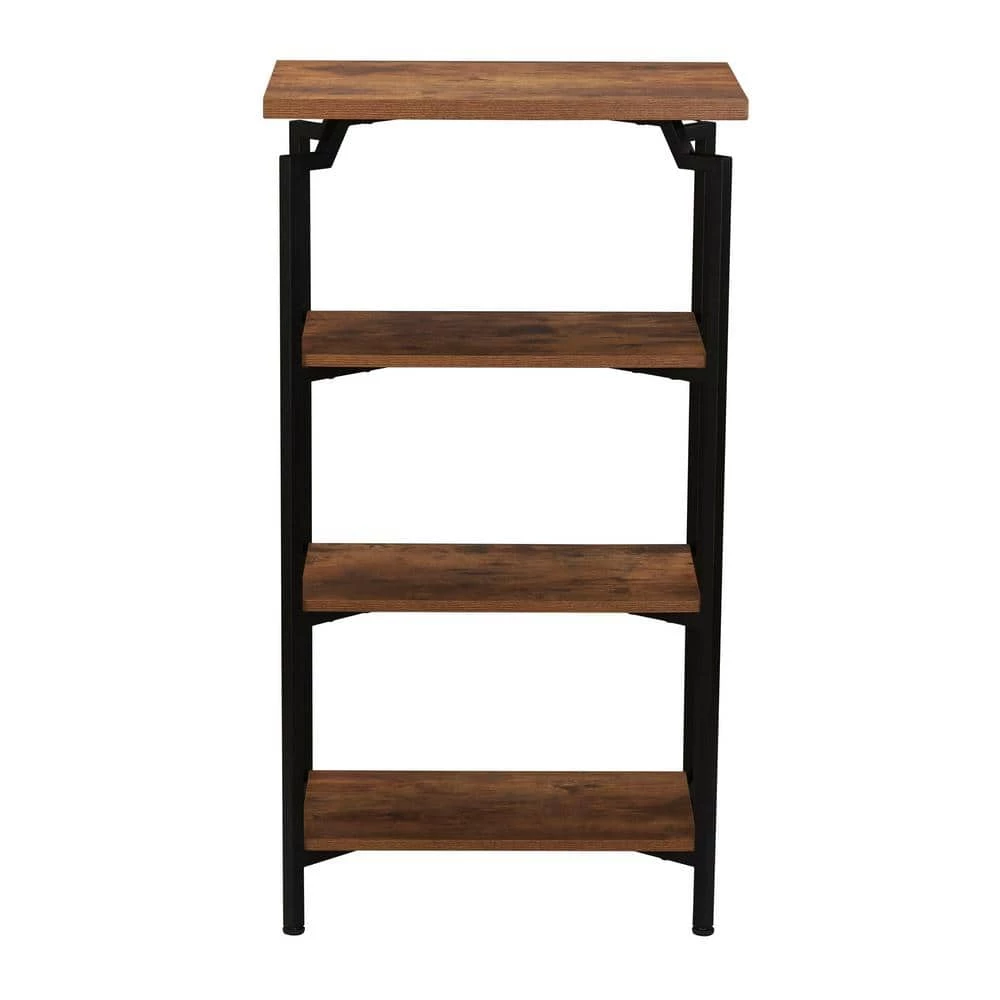 43 in. Crown Modern Wood Bookcase, Rustic Hickory (4-Tier) by HOUSEHOLD ESSENTIALS 5 43 in. Crown Modern Wood Bookcase, Rustic Hickory (4-Tier) by HOUSEHOLD ESSENTIALS - Image 3