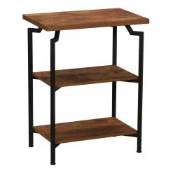 23 in. Wood, Crown Modern Wood Bookcase, Rustic Hickory ( 3-Tier) by HOUSEHOLD ESSENTIALS