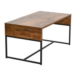35.43 in. Rustic Hickory Finish Rectangle Wrap Wood Coffee Table With Black Metal Frame by HOUSEHOLD ESSENTIALS -Richelieu Hardware Sales hickory black household essentials coffee tables hh8272 1 c3 1000