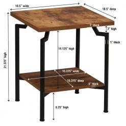 18.5 in. Crown Square Rustic Hickory Modern Wood Side Table by HOUSEHOLD ESSENTIALS 13 18.5 in. Crown Square Rustic Hickory Modern Wood Side Table by HOUSEHOLD ESSENTIALS -Richelieu Hardware Sales hickory black household essentials end side tables hh8247 1 4f 1000