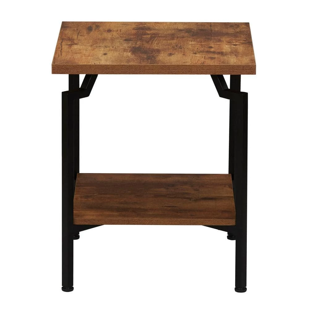 18.5 in. Crown Square Rustic Hickory Modern Wood Side Table by HOUSEHOLD ESSENTIALS 4 18.5 in. Crown Square Rustic Hickory Modern Wood Side Table by HOUSEHOLD ESSENTIALS - Image 2