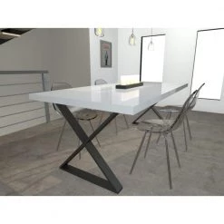 28 in. (710 mm) Matte Black Iron Steel X-Shaped Structural Table Legs with leveling Glide (2-Pack) by Richelieu Hardware -Richelieu Hardware Sales matte black iron richelieu hardware furniture parts 68080710909 4f 1000