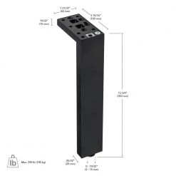 13 3/4 in. (350 mm) Matte Black Aluminum Contemporary Furniture Leg with Adjustable Shape and leveling Glide by Richelieu Hardware -Richelieu Hardware Sales matte black richelieu hardware furniture parts 205350900 fa 1000