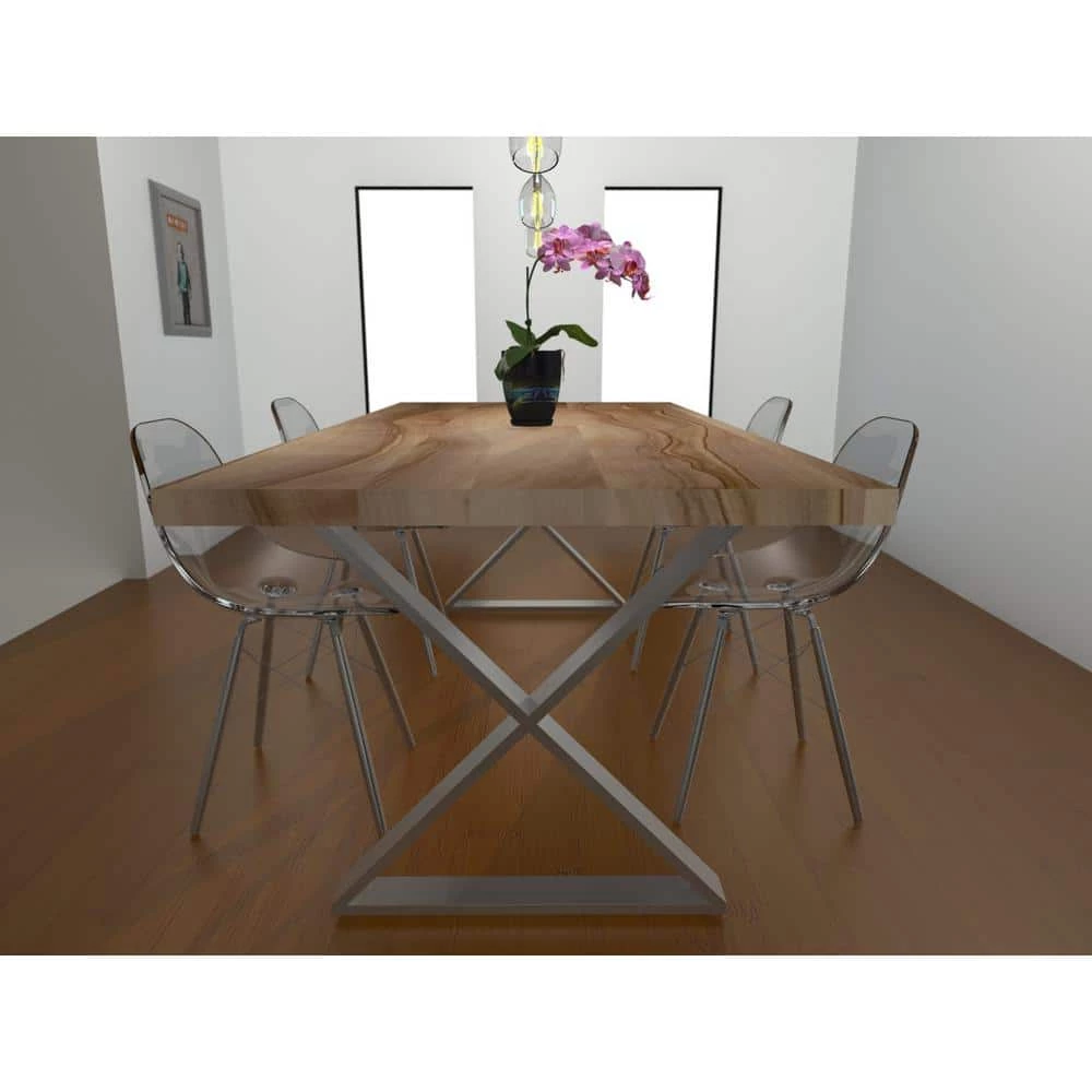 28 in. (710 mm) Matte Chrome Steel X-Shaped Structural Table Legs with leveling Glide (2-Pack) by Richelieu Hardware 4 28 in. (710 mm) Matte Chrome Steel X-Shaped Structural Table Legs with leveling Glide (2-Pack) by Richelieu Hardware - Image 2