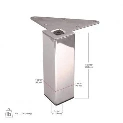 5 15/16 in. (150 mm) Matte White Metal Square Furniture Leg with leveling Glide (4-Pack) by Richelieu Hardware -Richelieu Hardware Sales matte white richelieu hardware furniture parts 555150300 1f 1000