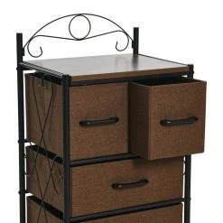 Victoria Mid-Century Walnut 4-Drawer Storage Chest, 31.7 in. H x 17.32 in. W by HOUSEHOLD ESSENTIALS -Richelieu Hardware Sales mid century walnut household essentials chest of drawers 8416 1 77 1000